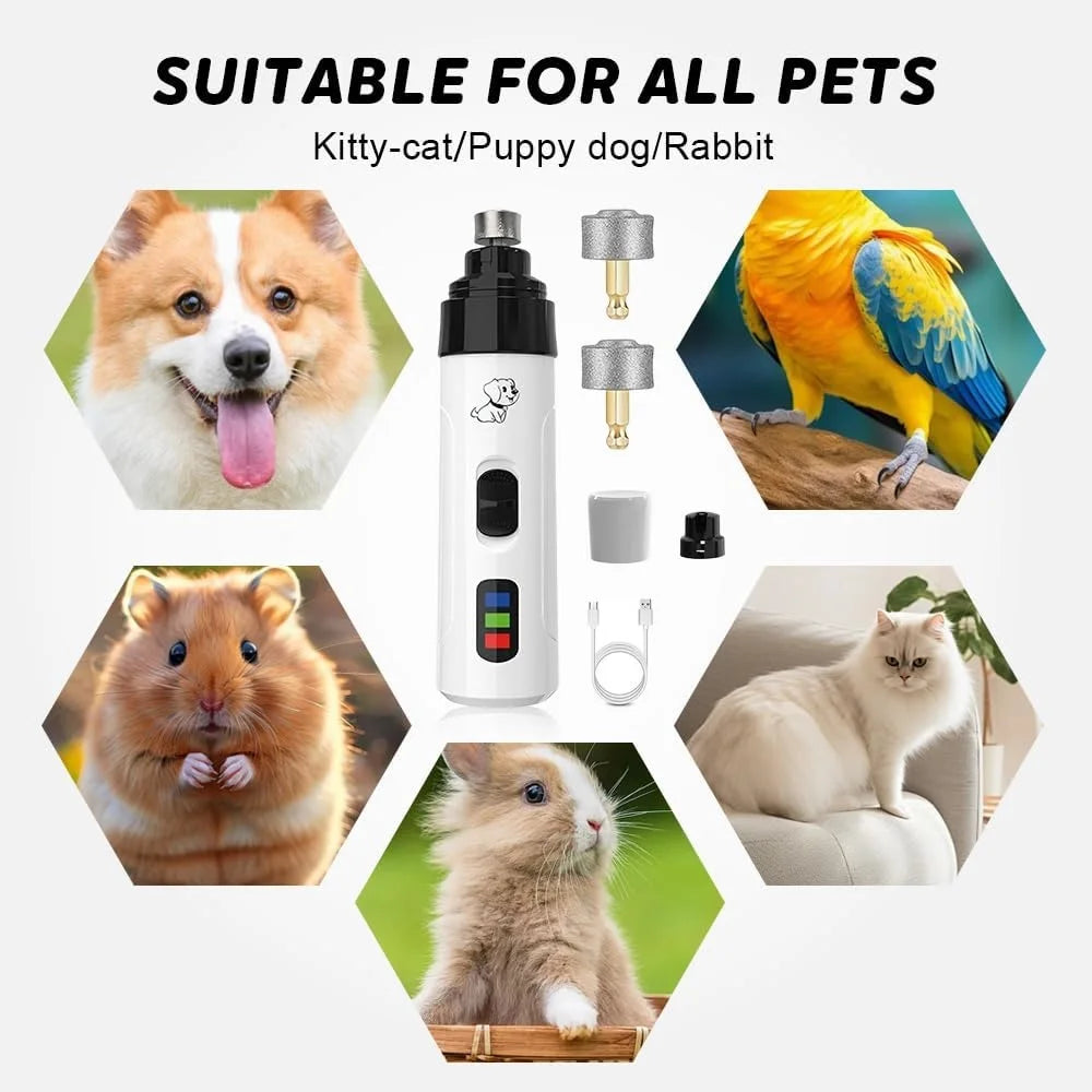 Silent Groom Pro Dog Nail Grinder-2-Speed Electric Rechargeable Pet Nail Trimmer Quiet Painless Pet Paws Grooming Smoothing Tool