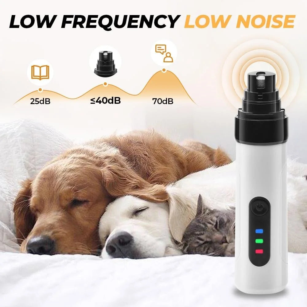 Silent Groom Pro Dog Nail Grinder-2-Speed Electric Rechargeable Pet Nail Trimmer Quiet Painless Pet Paws Grooming Smoothing Tool