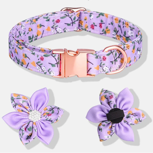 Lilly Loves Flowers - Personalised Dog Collar (Free Engraved ID)