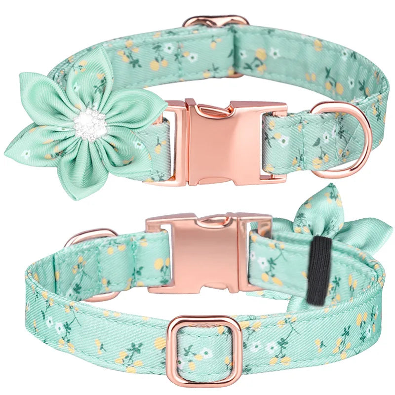 Lilly Loves Flowers - Personalised Dog Collar (Free Engraved ID)