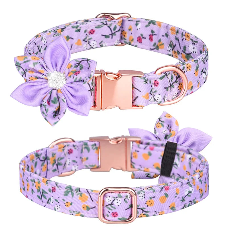 Lilly Loves Flowers - Personalised Dog Collar (Free Engraved ID)