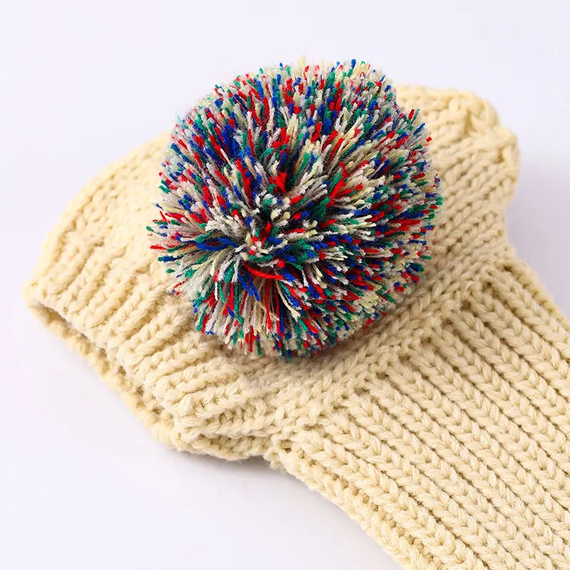 Double the Fun Pom Pom Dog Hat