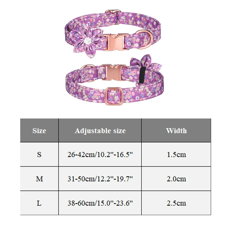 Lilly Loves Flowers - Personalised Dog Collar (Free Engraved ID)