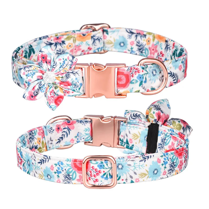 Lilly Loves Flowers - Personalised Dog Collar (Free Engraved ID)
