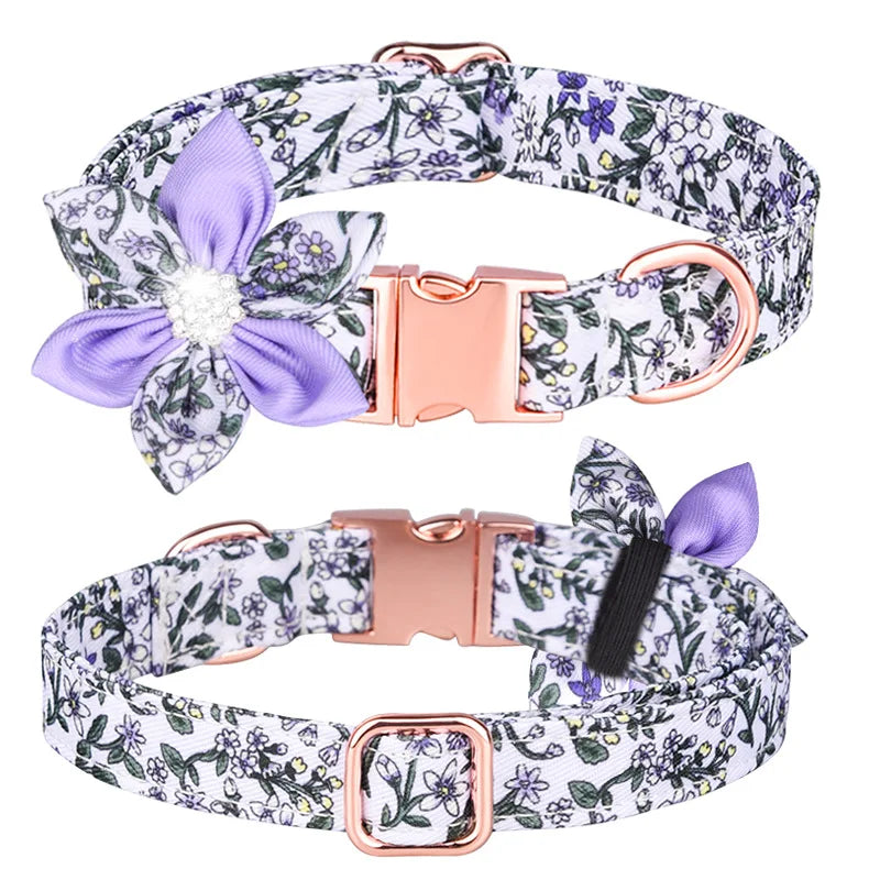 Lilly Loves Flowers - Personalised Dog Collar (Free Engraved ID)