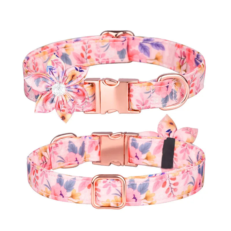Lilly Loves Flowers - Personalised Dog Collar (Free Engraved ID)