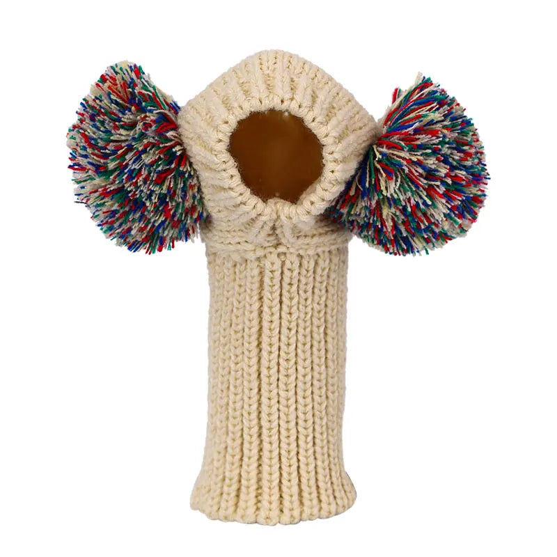 Double the Fun Pom Pom Dog Hat