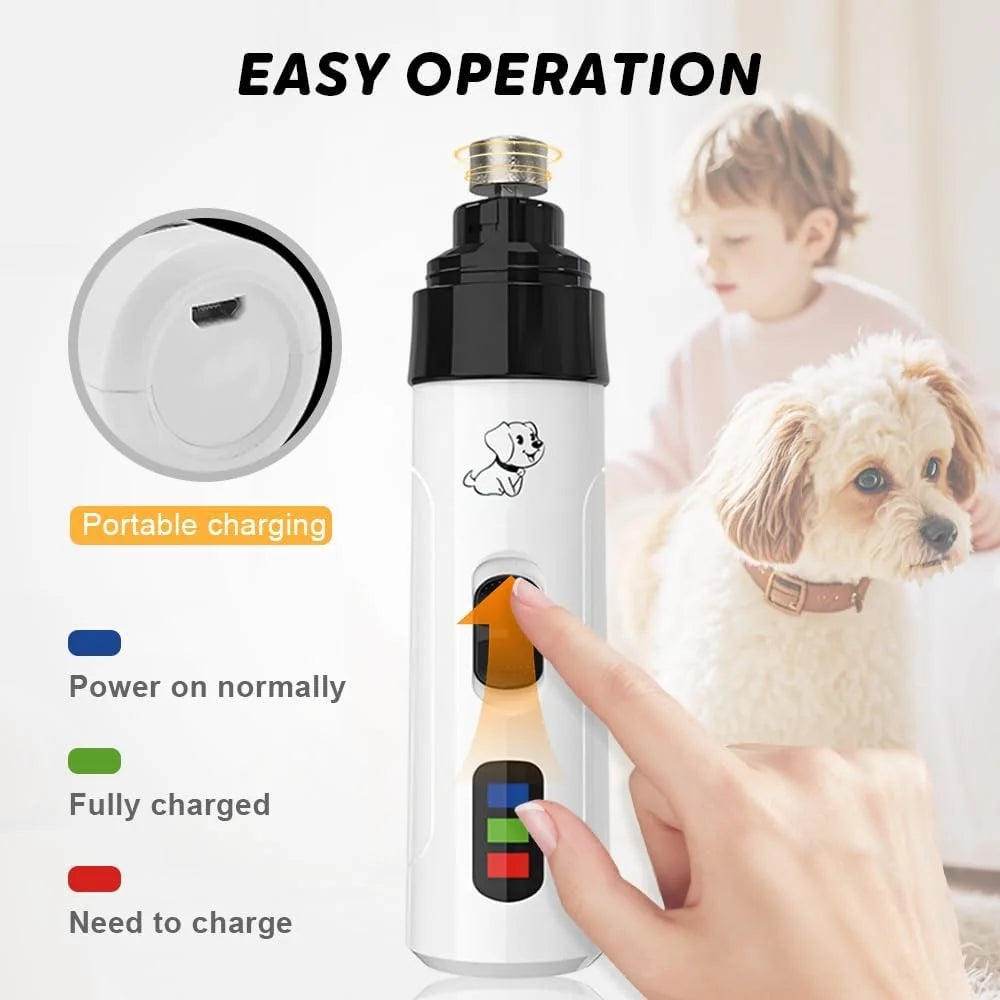 Silent Groom Pro Dog Nail Grinder-2-Speed Electric Rechargeable Pet Nail Trimmer Quiet Painless Pet Paws Grooming Smoothing Tool